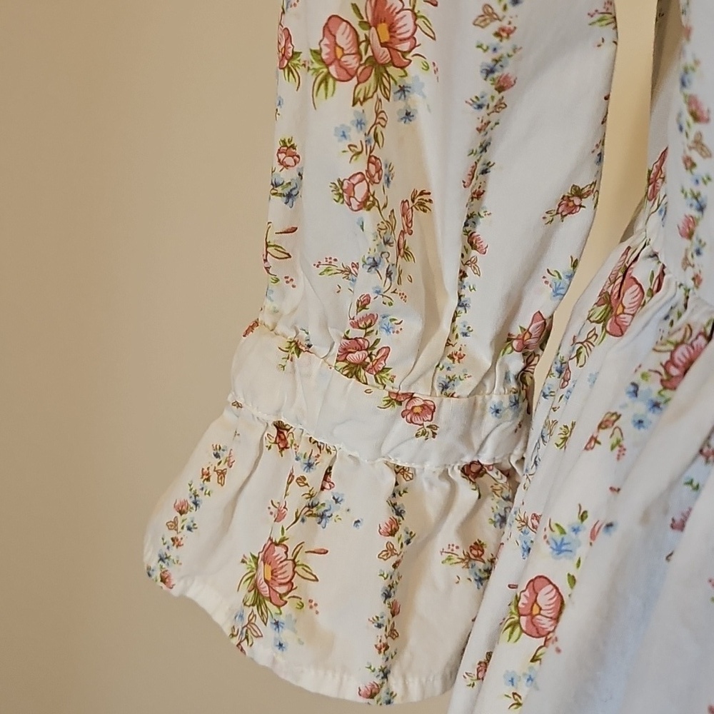 Forever 21 White Floral Cottagecore Milk Maid Midi Dress w/ Slit Size Small - Picture 7 of 10